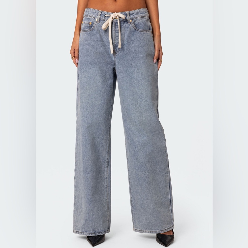 Edikted Wynn Low Rise Oversized Jeans Size Large